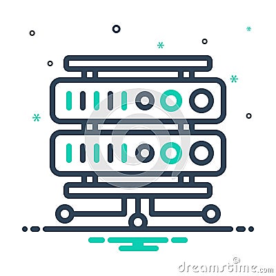 mix icon for Rackmount Server, datacenter and website Vector Illustration