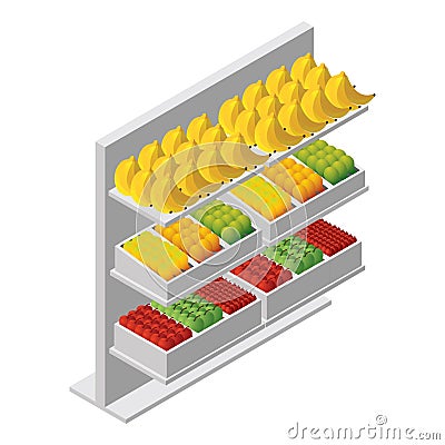 racks with fruits. Vector illustration decorative design Vector Illustration
