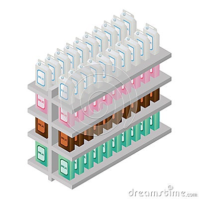 racks with milk packs. Vector illustration decorative design Vector Illustration