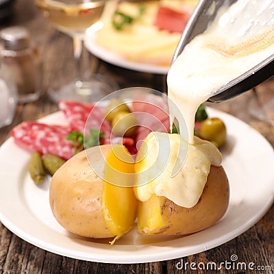 Raclette cheese Stock Photo