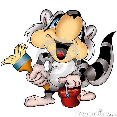 Racoon decorator Cartoon Illustration