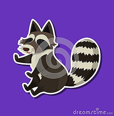 Racoon on purple background Vector Illustration