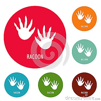 Racoon step icons circle set vector Vector Illustration