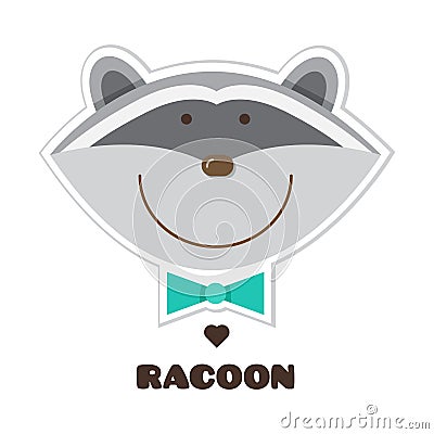 Racoon. Sticker. Vector illustration. Vector Illustration