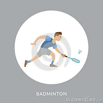 Racquet Sport Competitors on Tournament. Badminton Vector Illustration