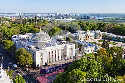 Rada building and Mariyinsky palace in morning Editorial Stock Photo