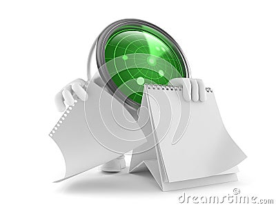 Radar character with blank calendar Stock Photo