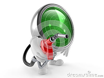 Radar character holding gasoline nozzle Stock Photo