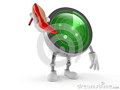 Radar character holding high heel Cartoon Illustration