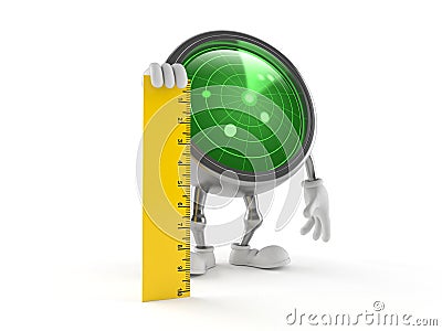 Radar character holding ruler Cartoon Illustration