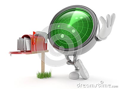 Radar character with mailbox Stock Photo