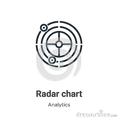 Radar chart outline vector icon. Thin line black radar chart icon, flat vector simple element illustration from editable analytics Vector Illustration