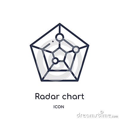 radar chart with pentagon icon from user interface outline collection. Thin line radar chart with pentagon icon isolated on white Vector Illustration