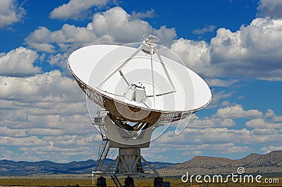 Radar dish in desert Stock Photo