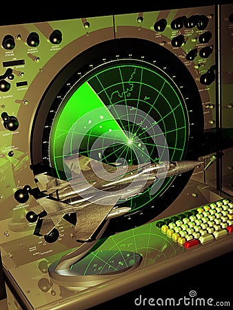 Radar and F15 model Stock Photo