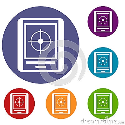 Radar icons set Vector Illustration