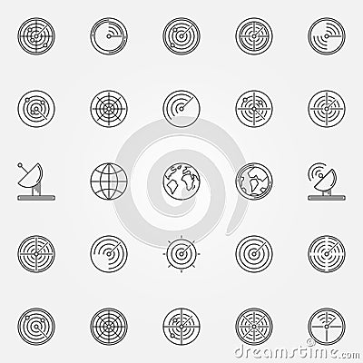 Radar icons set Vector Illustration