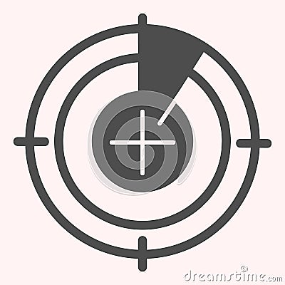 Radar monitor glyph icon. Search and detect purpose sonar. Astronomy vector design concept, solid style pictogram on Vector Illustration