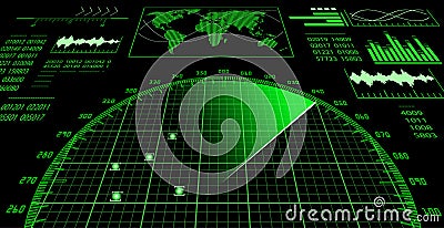 Radar screen with futuristic user interface HUD. Vector Illustration