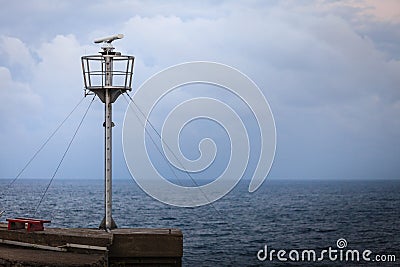 Radar and sea view at Lindesnes lighthouse Stock Photo