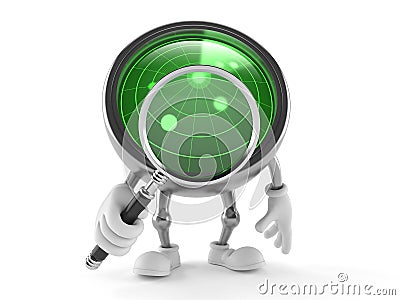 Radar toon with magnifying glass Stock Photo