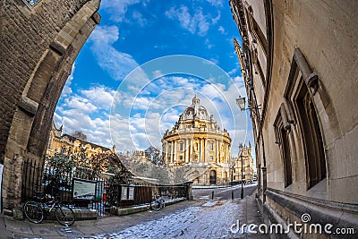 Radcliff camera in Oxford in snowy morning, UK Editorial Stock Photo