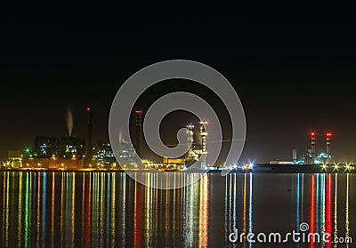 The Rades-La Goulette Bridge illuminates the bay of Tunis with its nighttime splendor. Tunis Editorial Stock Photo