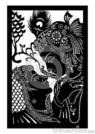 Radha Krishna Design Cartoon Illustration