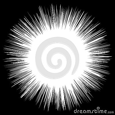 Radial black and white lines background. Black hole. Vector Illustration