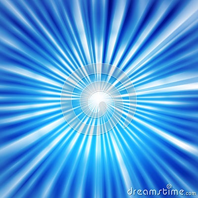 Radial Bright Rays in Blue Background Stock Photo