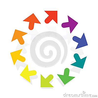 Radial, circular arrows for enlarge, expand themes. Alignment, align, maximize concepts pointers illustration. Outward cursor Vector Illustration