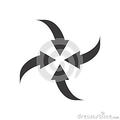 Radial concentric inside rotating arrows in clockwise direction Vector Illustration