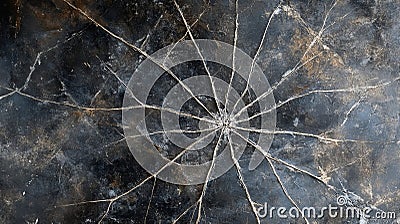 Radial Cracks, Cracked Pattern Background, Dark Frozen Texture, Web Pattern, Abstract Geometric Stock Photo