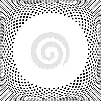 Radial Dots Pattern for Convex Round Frame. 3D Illusion Effect Vector Illustration