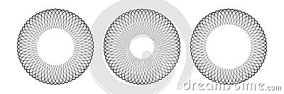 Radial Geometric Circular Lines Patterns. Design Elements Set Vector Illustration