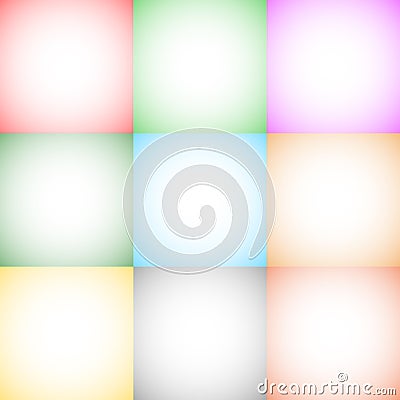 9 radial gradient monochrome square format backgrounds / backdrops Vector Illustration