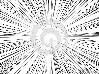 Radial lines comics books. Flash ray blast glow boom speed burst action effect bang explosion power motion background Vector Illustration
