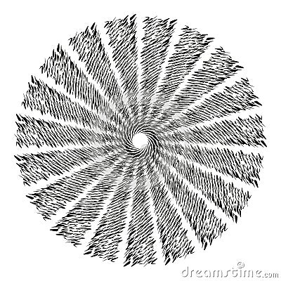 Radial lines design. Abstract pattern. Dynamic vector shape. Circular striped form. Vector Illustration