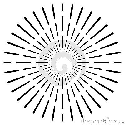 Radial lines, rays, beams circular pattern. Sunburst, starburst with concentric irregular lines Cartoon Illustration