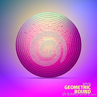 Radial ornament. Angular grid of 3d boxes. Block sphere Stock Photo