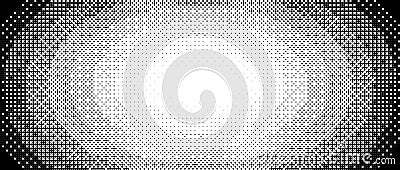 Radial pixelated gradient texture. Black and white dithered oval gradation. Retro ellipse bitmap video game background Vector Illustration