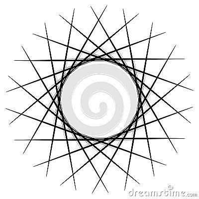 Radial, radiating element. Concentric, centripetal abstract design element, icon Cartoon Illustration