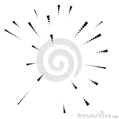 Radial, radiating lines abstract burst element. Concentric whirligig volute, helix spreading stripes. Circular, cyclic strips, Vector Illustration