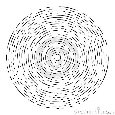 Radial, radiating lines abstract burst element. Concentric whirligig volute, helix spreading stripes. Circular, cyclic strips, Vector Illustration