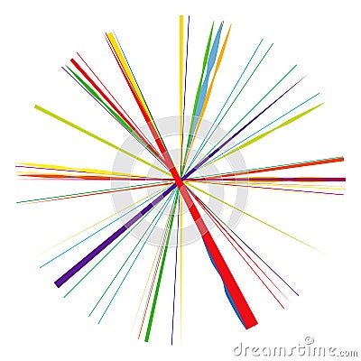 Radial, radiating lines, stripes abstract circular element. Rays, beams starburst, sunburst element. Converging, merging, Vector Illustration