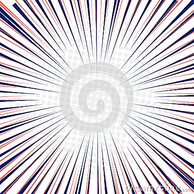 Radial speed lines fast motion background with circles halftone Vector Illustration