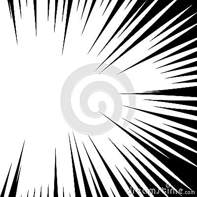 Radial white black graphic pop art explosion, sunburst comic backdrop Vector Illustration