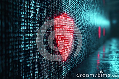 Glowing Firewall Binary Code Shield Defending Against Cyber Threats, a Digital Fortress of Data Protection, Robust Cybersecurity, Stock Photo