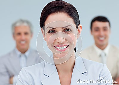 Radiant businesswoman standing Stock Photo