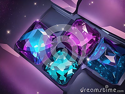 Radiant Crystal Artistry - Studio Based Photo of Mesmerizing Gradient Glitter Shapes Stock Photo